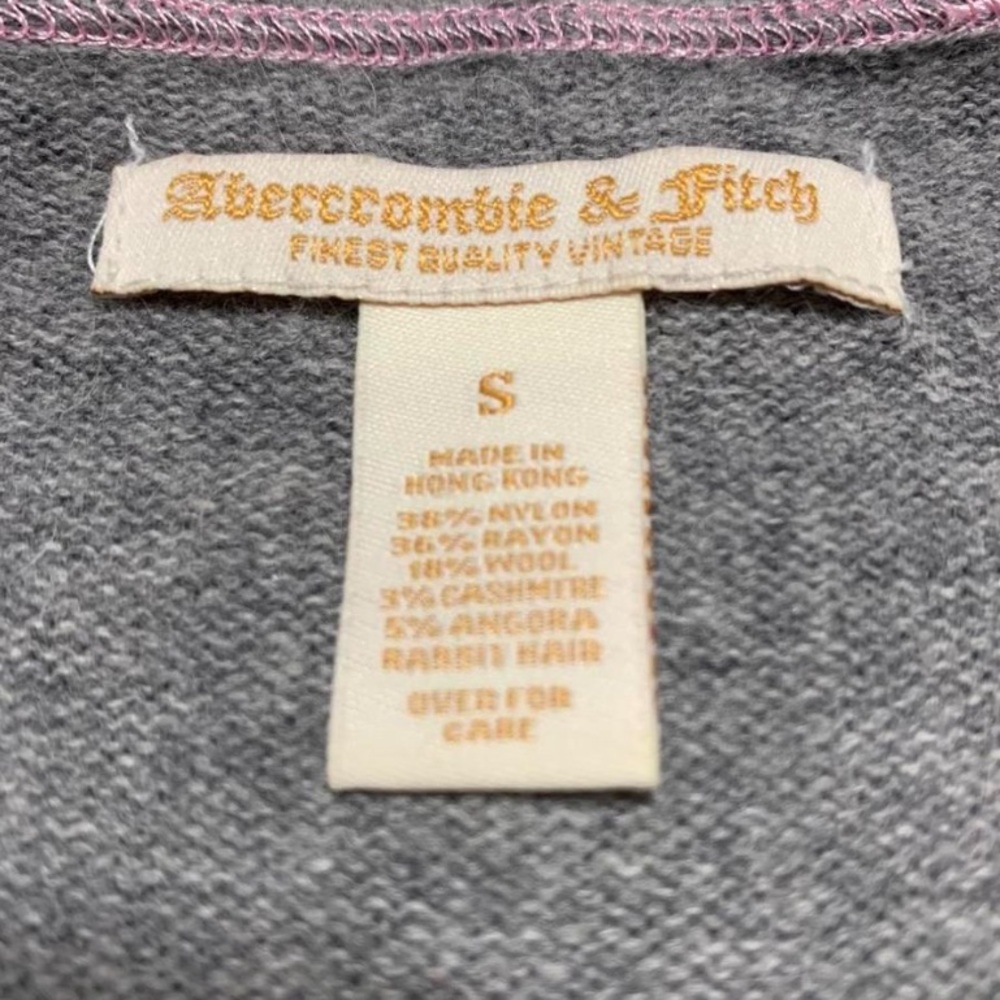 Abercrombie & Fitch RARE Y2K Cashmere Angora Knit Top Contrast Pink Stitching S - Picture 5 of 8